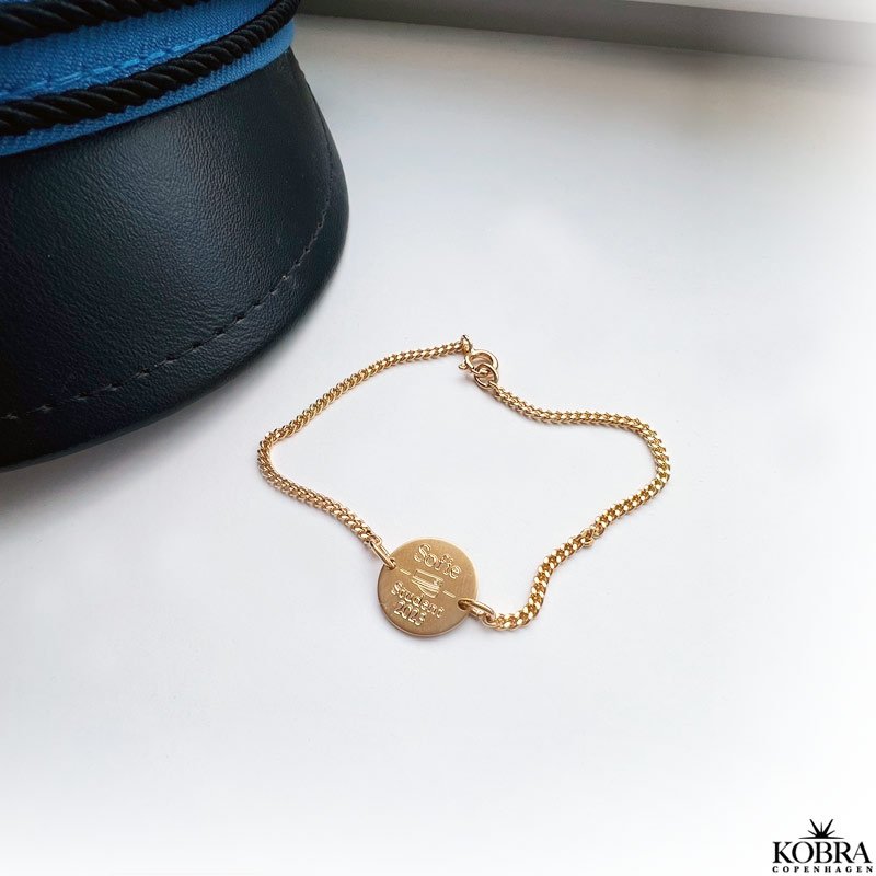 Studenterarmbnd i guld med 2 mm. panzerkde