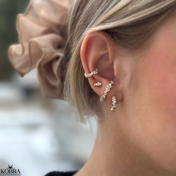 "Mikami" gold hoopshoop with stones and unique design (medium)