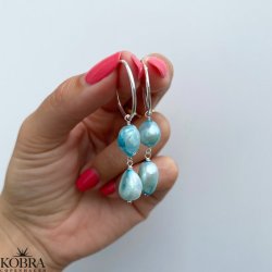 "Sugar" silver earrings with blue freshwater pearls
