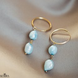 "Sugar" gold-plated earrings with blue freshwater pearls