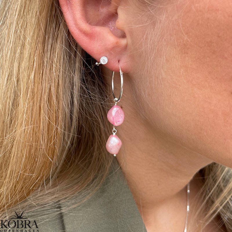 "Sugar" slv reringe med lyserde ferskvandsperler