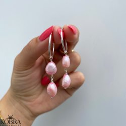 "Sugar" slv reringe med lyserde ferskvandsperler