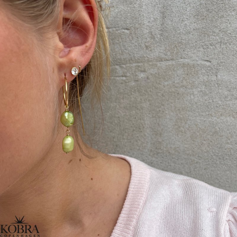 "Sugar" forgyldte reringe med grnne ferskvandsperler