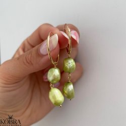 "Sugar" forgyldte reringe med grnne ferskvandsperler