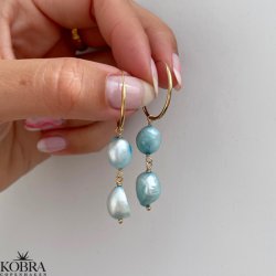 "Sugar" gold-plated earrings with blue freshwater pearls
