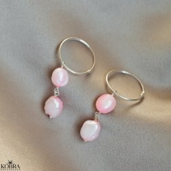 "Sugar" slv reringe med lyserde ferskvandsperler