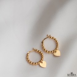 "Sweetie" hjerte reringe med guldkugler i guld