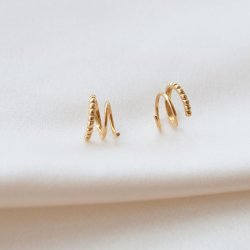 "Twist Duo" �reringe - 18K forgyldt til 2 huller