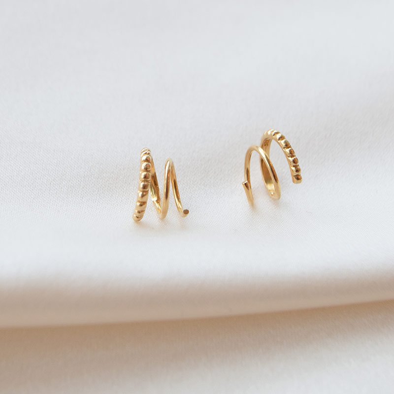 "Twist Duo" �reringe - 18K forgyldt til 2 huller