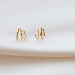 "Twist Duo" �reringe - 18K forgyldt til 2 huller