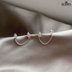 "Sydney" silver earring for 2 holes in the ear