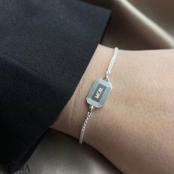 "Tarot" panzerkde armbnd i slv med personlig gravering