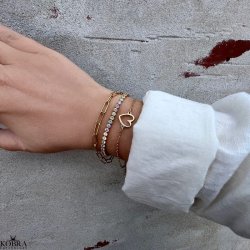 "Rosina" Multifarvet tennisarmbnd i 18K forgyldt slv  justerbart