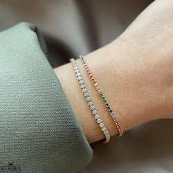 "Spring" armbnd med multifarvet sten i forgyldt