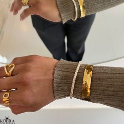 "Honey" 18 karat forgyldt Tennis armbnd med hvide sten