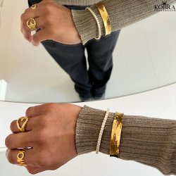 "Blake" 18 karat forgyldt hammerslået armbånd / armring