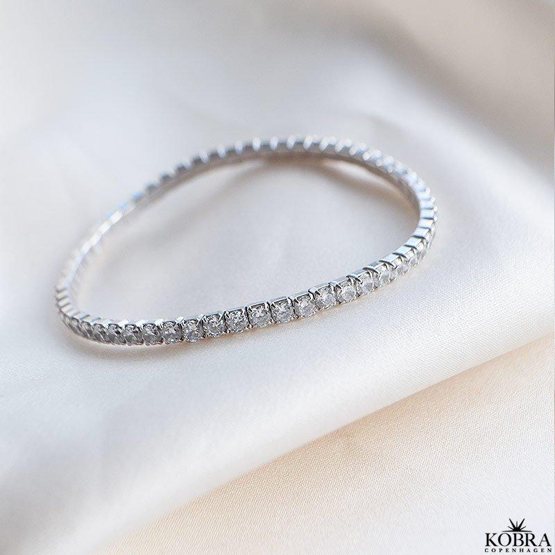 "Honey" Tennis armbnd i sterling slv med hvide sten