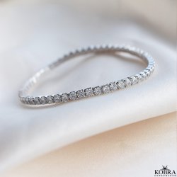 "Honey" Tennis armbnd i sterling slv med hvide sten