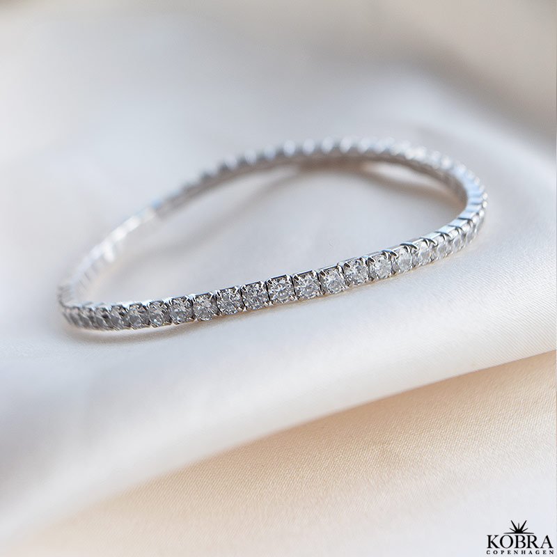 "Honey" Tennis armbnd i sterling slv med hvide sten