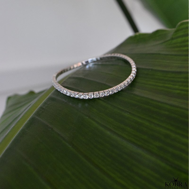 "Honey" Tennis armbnd i sterling slv med hvide sten