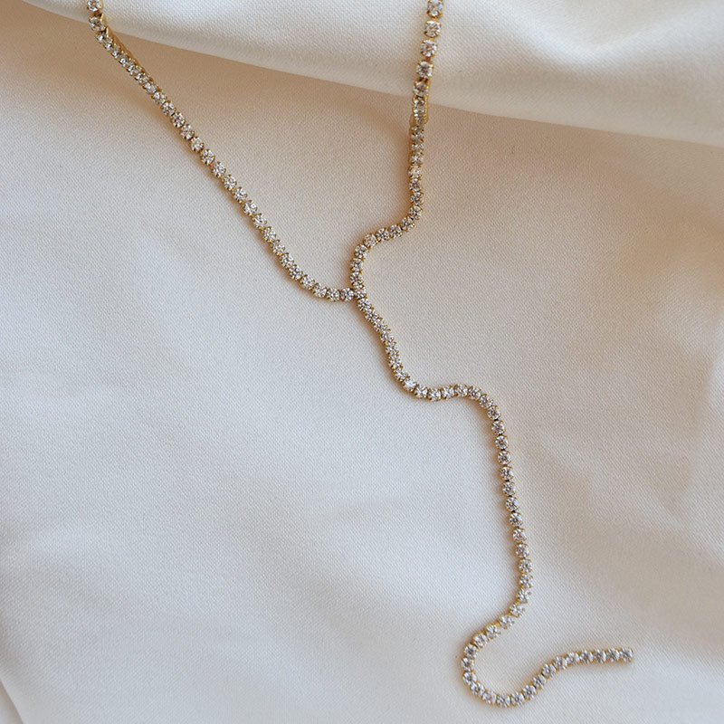 "Ivy" 18k forgyldt Tennis Drop Y halsk�de
