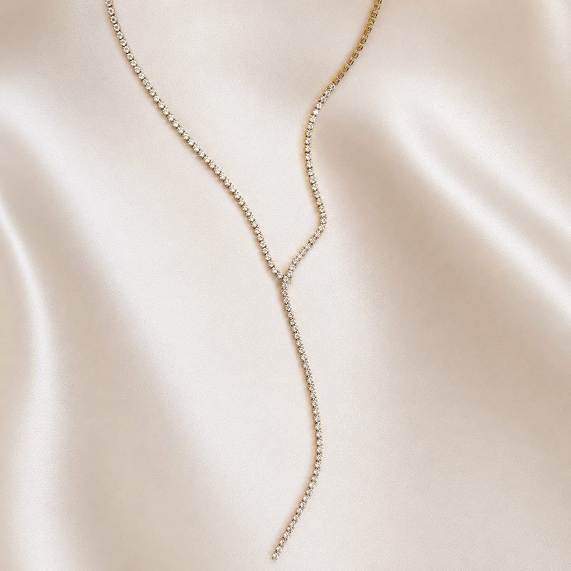 "Ivy" 18k forgyldt Tennis Drop Y halsk�de