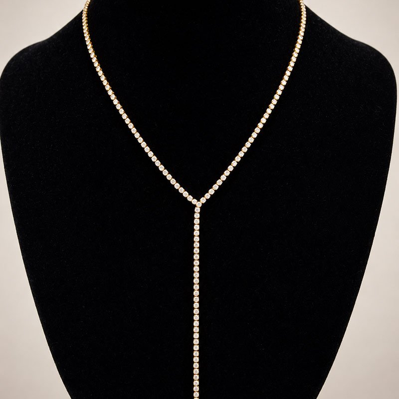 "Ivy" 18k forgyldt Tennis Drop Y halsk�de