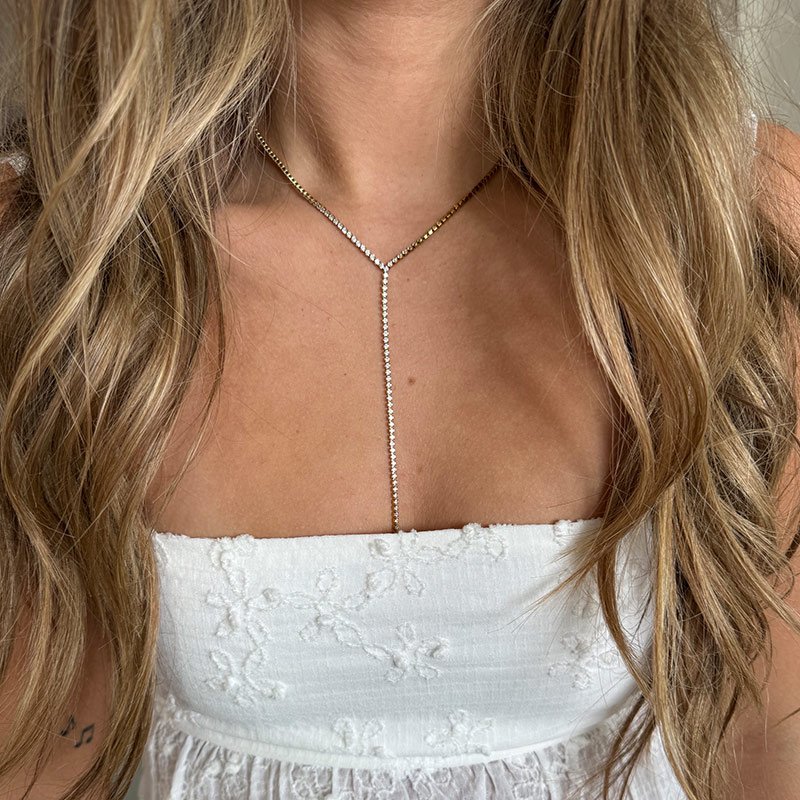 "Ivy" 18k forgyldt Tennis Drop Y halsk�de