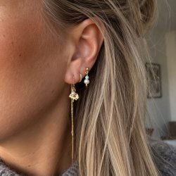 "Tika" tree of life earrings with small pearl in 18 carat gold-plated