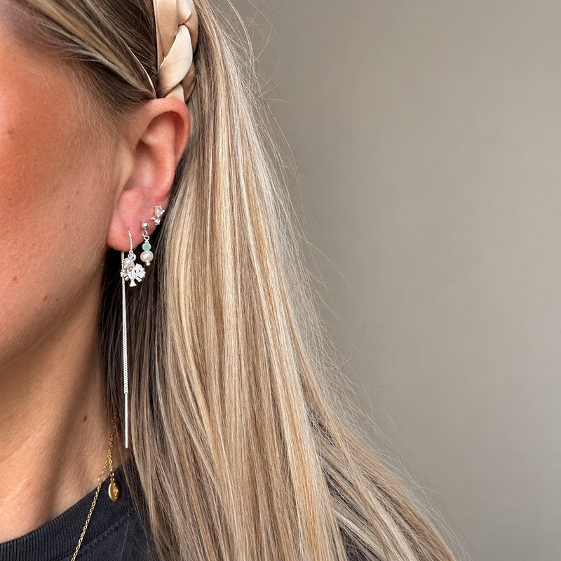 "Annie" small silver earrings with white bows