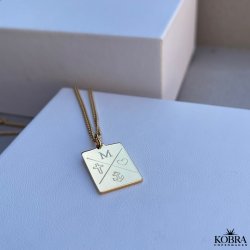 "Reign" guld halskde til mnd med gravering inkl. 2 mm panzer kde