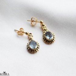 "Crystal" Gold-plated earrings with blue topaz