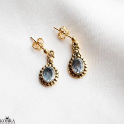 "Crystal" Gold-plated earrings with blue topaz