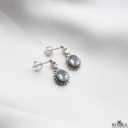 "Crystal" slv reringe med bl topas