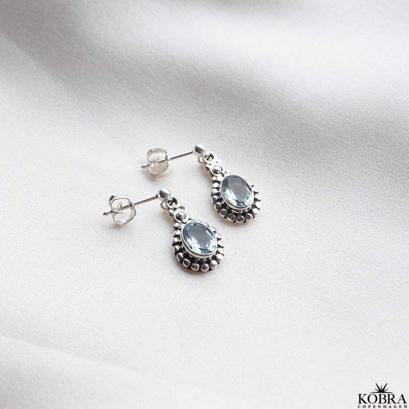 "Crystal" slv reringe med bl topas