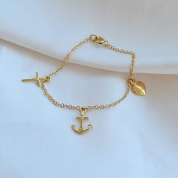 Gold bracelet with Faith Hope and Love