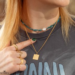 "Trend" 18 karat forgyldt halskęde med krydsgravering og 2 mm. panzer kęde