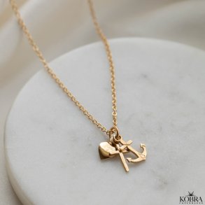 Faith, Hope and Love, Gold Necklace with 3 symbols