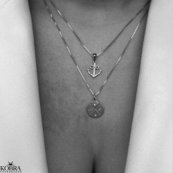 "Abira" sølv anker halskæde med infinity og hvide sten