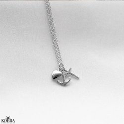 Tro, hopp och k�rlek, silverhalsband med 3 symboler