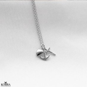 Tro, H�b og K�rlighed, s�lv halsk�de med 3 symboler