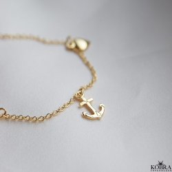 Guld armbnd med Tro Hb og Krlighed