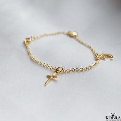 Guld armbnd med Tro Hb og Krlighed