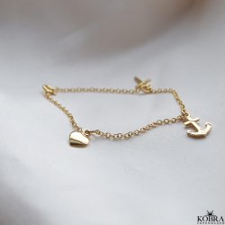 Guld armbnd med Tro Hb og Krlighed