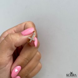 "Trudy" forgyldt kors earcuff med sten