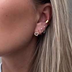 "Twin Heart" 2-i-1 �restikker med hjerter i 18k forgyldt