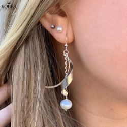 "Twirl" slv reringe med perle