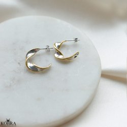 "Josefine" Twisted hoops i slv med 18K forgyldt kant