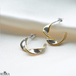 "Josefine" Twisted hoops i slv med 18K forgyldt kant