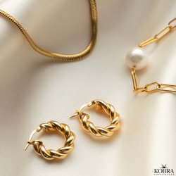 "Twister" snoet guld hoops / guld reringe